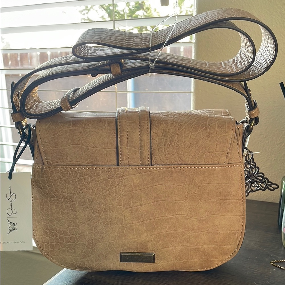 Jessica Simpson Tan Crossbody Bag with Suede Texture